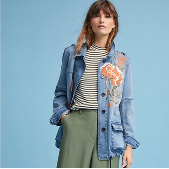 Anthropologie Jackets & Blazers - Anthro {Pilcro} Embroidered Denim Jean Jacket